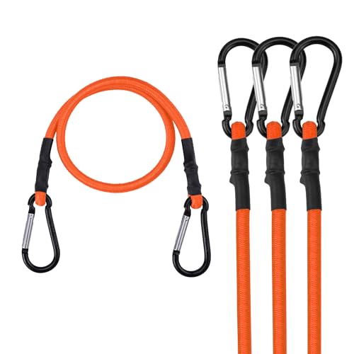 WORKPRO 24" Bungee Cords with Hooks, 4 Pack Heavy Duty Outdoor Bungee Strap | Bungie Cord, No Odour Bungee Rope for Securing Tarps, Tent, Luggage Rack, Cargo, Bike,Transporting, Garage Storage, Orange - color: Orange, size: 24" x 4PCS