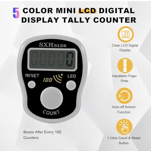 Finger Counter Click Manual Digital Clicker, Stitch Tally Knitting Counters - color: 5pack