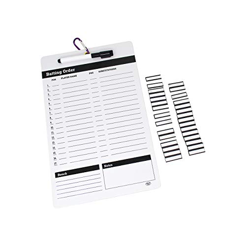 Magnetic Coaches Baseball Softball Lineup Board with Magnetic Name Tags by Trademark Innovations,White