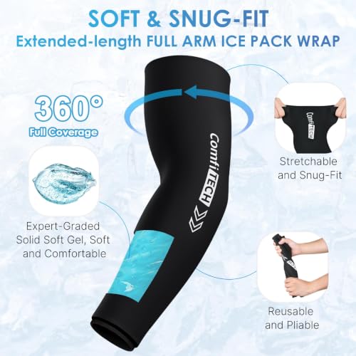 ComfiTECH Full Arm Elbow Ice Pack Wrap, Tennis Cold Sleeve, Medium - size: Medium