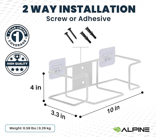 Alpine Industries Single Box Wire Wall Mount Glove Dispenser - Mounted Organizer Rack for Disposable Surgical Glovebox & Tissue Boxes - Hanging Lab & Kitchen Storage (White, 1 Box) - color: White