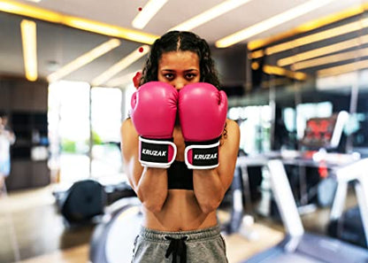 Kruzak Plain Boxing Gloves for Sparring, Kickboxing, Muay Thai, Martial Arts & MMA Fighting - Men & Women Punch Bag Mitts Training and Focus Pads Punching - color: Pink, size: 8 oz