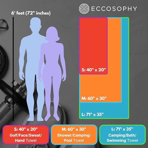 ECCOSOPHY Microfiber Beach Towel, Quick Dry Gym Towel, Sand Free, 40x20 - color: Black, size: Small (40"x20")