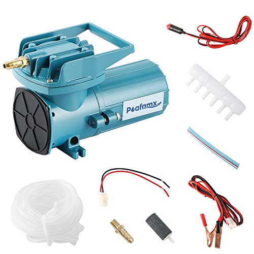 DC 12V Aquarium & Pond Air Pump - 18W-120W Quiet Commercial Aerator with 6 Outlets, 30L-115L/Min Airflow, Car Cable for Hydroponics & Fish Tank - size: 35w