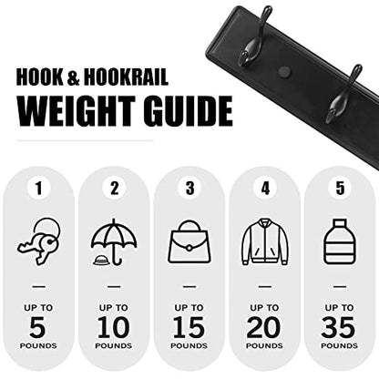 Badiano Heavy Duty Wooden Coat Rack, Wall-Mounted Organizer, 19 Inch, Black - color: Black, size: 4 Hooks