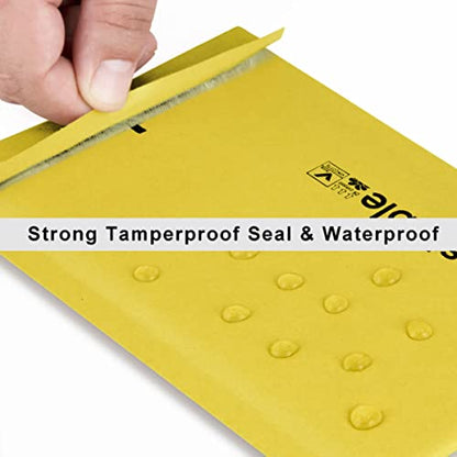 6x10 100% Biodegradable Bubble Mailers,25 Count #0 Compostable Padded Packaging Wrap Envelopes Pouches Eco Friendly Self Seal Bags - color: Yellow