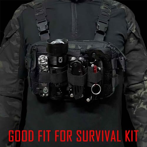 6 Piece Tactical Bag Insert Pack, Modular Elastic Loop Panel Organizers Pouch Insert Attachment with Hook Backed Fastener for Backpack Accessories