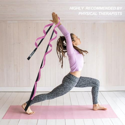 A AZURELIFE Premium Durable Stretch Straps with Loops, Stretching Strap for Physical Therapy, Multi-Loop Yoga Strap Fitness Exercise Strap for Yoga, Pilates, Dance, Flexibility&Exercise - color: #1-Purple