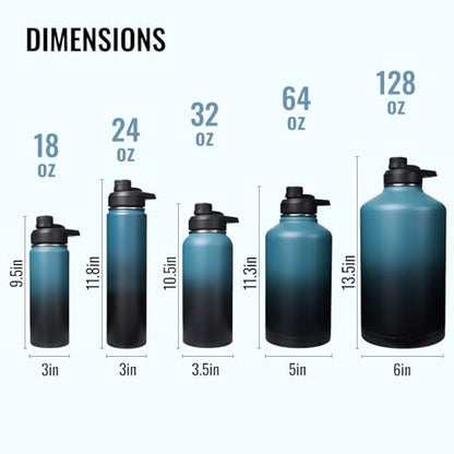 Fijinhom Insulated Water Bottle with Handle, 304 Stainless Steel Water Bottles with Wide Mouth, Double Wall Vacuum Sports Water Bottle, BPA Free, Keep Cold and Hot, 32 Ounces Blue&Black - color: Blue/Black, size: 32 Ounces