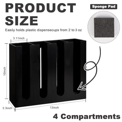Wall Mount Portion Sauce Cup Lid Organizer Wood Sauce Cup Dispenser 4 Compartments Portion Cup and Lid Holder with Sponge Pad Cup Dispenser fits Cups Size 2 3 oz for Kitchen Counter Restaurant