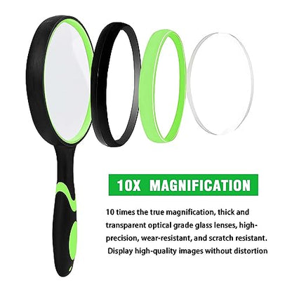 Magnifying Glass, 10X, Green, Reading, Hobbies, Science Books, Observation - color: Green
