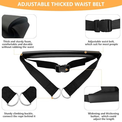 Sled Pulling Belt Set, Adjustable Waist Strap with Pulling Rope | 2Pcs Sled Tire Training Suit to Have Strength Agility Power Exercise Help to Enhance Full Body Building Indoor and Outdoor - size: 6.6ft