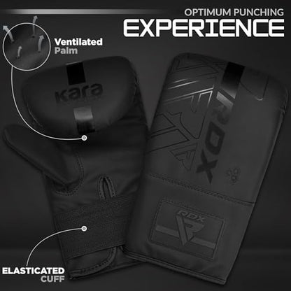 RDX Bag Gloves Boxing Punching Mitts, Maya Hide Leather, Padding, Ventilated Palm, MMA Heavy Punch Training, Muay Thai Kickboxing Focus Pads Double End Speed Ball Workout, Adult Men Women - color: Black