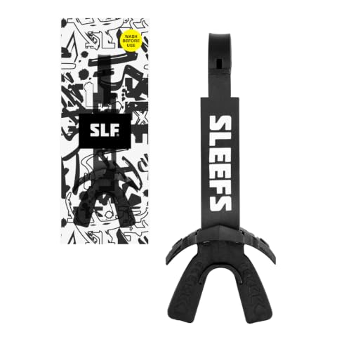 SLEEFS X Football Mouthguard with Strap for High-Impact Shock Protection - color: Black With Logo