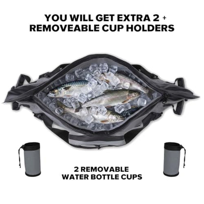 Insulated Fish Cooler Kill Bag with Flat Bottom-26x18 31x14 40x16 50x18 60x20 70x25 Inches Waterproof Fishing tackle Kill Cooler Bag - color: Dark Grey-26x18x9