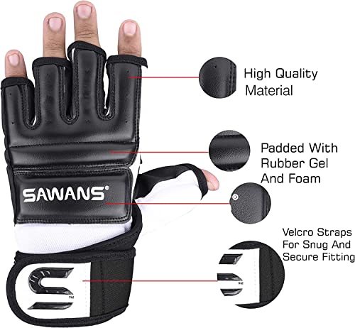 SAWANS Punch Bag Boxing Gloves Karate Mitts MMA Body Combat Taekwondo Training Martial Art Fighting Grappling Muay Thai - size: Small