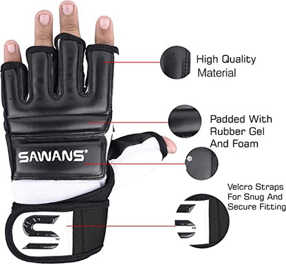 SAWANS Punch Bag Boxing Gloves Karate Mitts MMA Body Combat Taekwondo Training Martial Art Fighting Grappling Muay Thai - size: Small