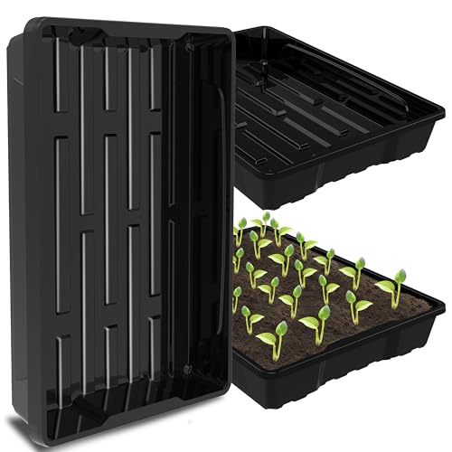 Gardzen 10 Pack Seed Trays, Reusable Plant Grow Trays, Ideal for Seed Starting, Microgreens, Indoor Gardening, and Greenhouse Nurseries - No Drain Holes, 15.7" x 11.6" - size: 15.7L x 11.6W x 2.4H