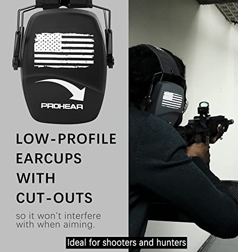 PROHEAR 016 NRR 26dB Shooting Ear Protection, Slim Passive Earmuffs - color: F Black