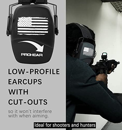 PROHEAR 016 NRR 26dB Shooting Ear Protection, Slim Passive Earmuffs - color: F Black