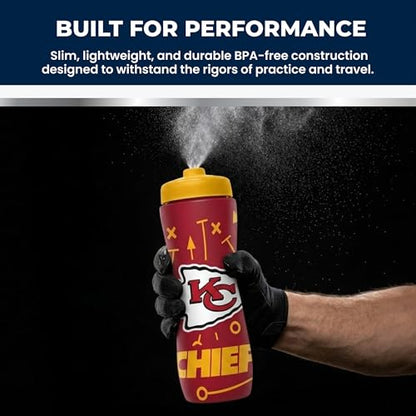 Party Animal NFL Football Squeeze Bottle, 32 oz, Arizona Cardinals | Slim, lightweight BPA-free sports water bottle with quick-flow squeeze; fits backpacks & cup holders for kids or adults - color: Arizona Cardinals