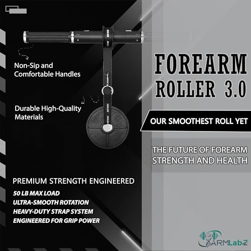 ArmLabz Forearm Roller 3.0 Premium Wrist Roller and Forearm Strengthener, Grip Strength Trainer and Hand Exerciser, Quick Reset, One Arm Use, Metal Core, Heavy-Duty Strap