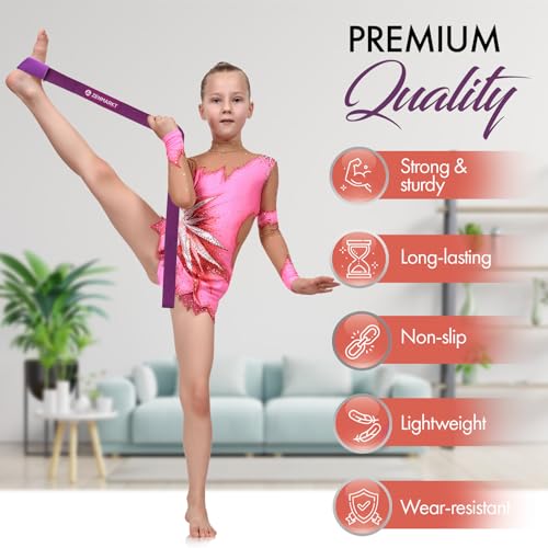 Cheer Stretching Strap for Flexibility Training and Stunt Practice | Durable Stretch Band to Improve Flexibility and Range of Motion, Essential Accessory for Cheerleaders - color: Purple