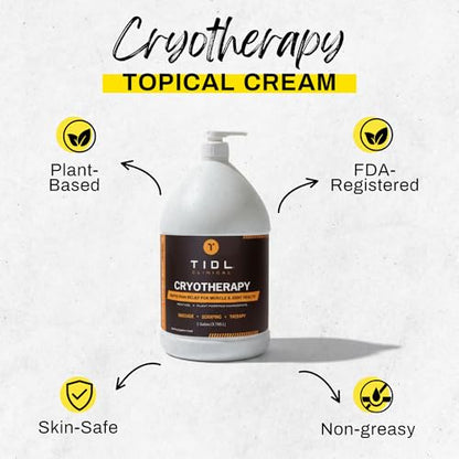 TIDL Clinical Cryotherapy Cream, Menthol Camphor Arnica, 1 Gallon | Instant Cooling Anti-Inflammatory Pain Relief Cream, For Clinic & Healthcare Professional Use, Full Body Recovery - style: 128 Ounce