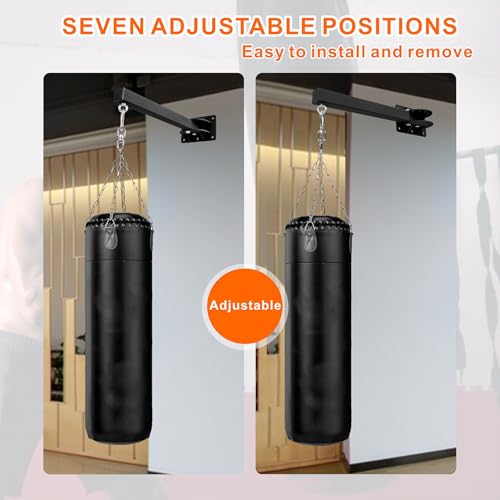 Wall Mount Heavy Bag Hanger Bracket, Adjustable Punching Boxing Bag Hanger, 7 Adjustable Positions Boxing Bag Wall Bracket for Boxing, Muay Thai and MMA Training Home Gym