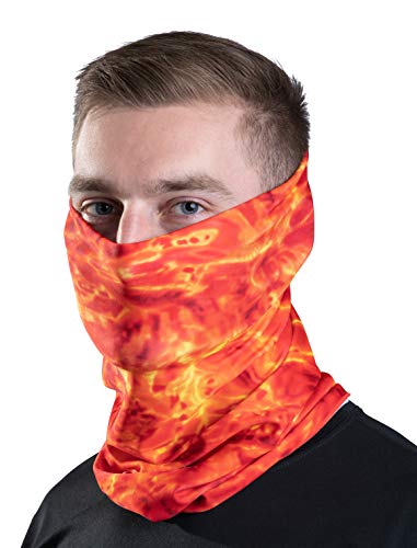 Aqua Design Fishing Hunting Masks Neck Gaiter: Men and Youth UPF 50+ Sun Mask Protection: Camo Face Cover Balaclava Bandana - color: Liquid Lava, size: Small
