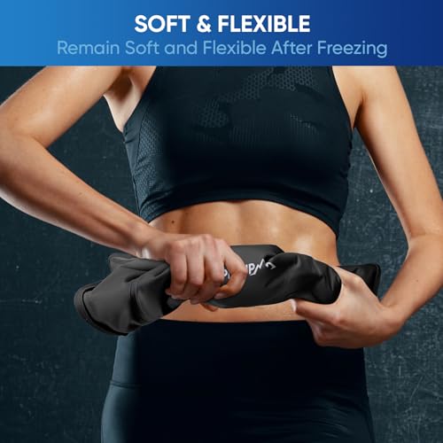 APEXUP Gel Ice Packs for Injuries Reusable, Flexible Double Sided Cold Packs for Injuries, Ice Pack for Knee, Shoulder, Back, Hip, Leg, Arm (Black, 8"x5.5", 1PK) - size: S-1PK (8"x5.5"), style: Black