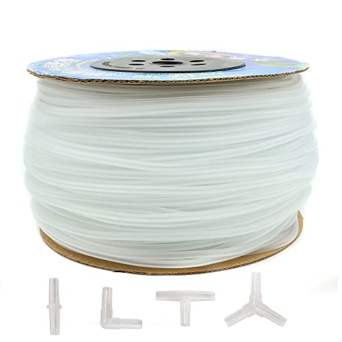 600 Feet Standard 3/16" Flexible Airline Tubing with Connectors for Aquariums, Terrariums and Hydroponics - size: 600Feet+80Connectors