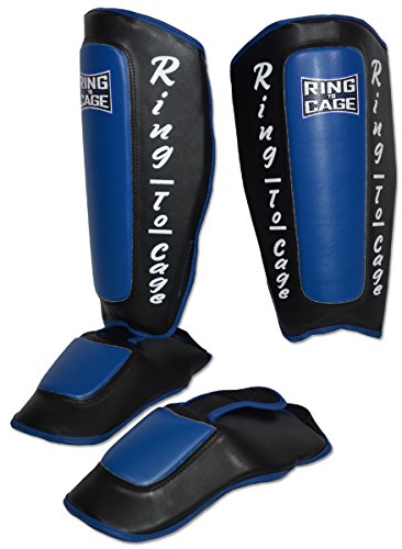 Deluxe Muay Thai Pro-Style Shin Instep for Muay Thai, MMA, Kickboxing, Stand up - color: Blue, size: X-Large