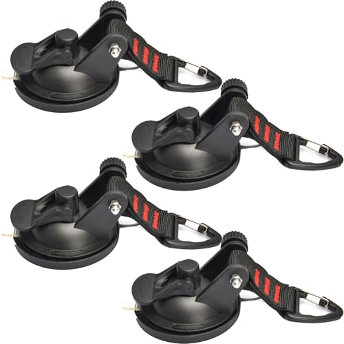 4PCS Suction Cups Heavy Duty with Hooks,Outdoor Strong Suction Cup Wall Anchor for Camping Tarp Accessory,Car Side Awning,RV Boat Window Glass Camping Trap