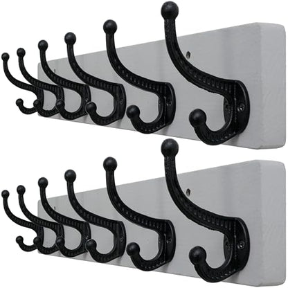WEBI Rustic Coat Rack Wall Mount,24" Long 6 Cast Iron Coat Hooks Wall Mounted,Heavy Duty Wood Wall Coat Hanger Hooks for Hanging Coats,Jacket,Clothes,Backpack,Farmhouse,Gray,2 Packs - color: Gray, size: 24 Inch(2 Packs)