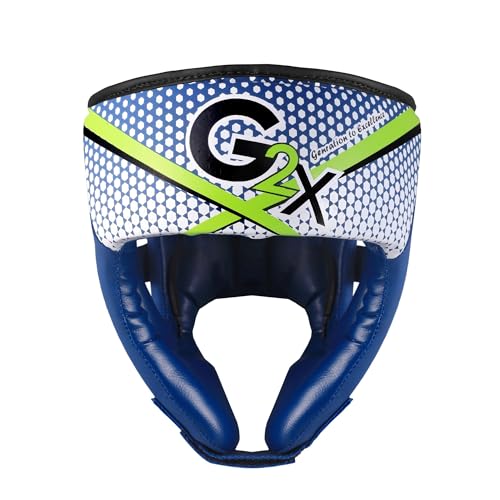 PSS Kids Boxing Headguard Adjustable Padded Impact Absorption for MMA Training, Muay Thai, Sparring, Martial Arts, Karate, Kickboxing, Taekwondo Forehead, and Ear Support Small - color: Blue