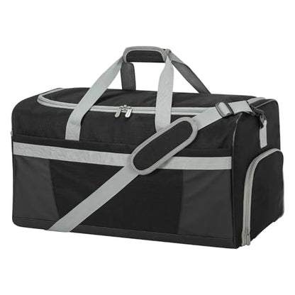 65L Gym Bag for Men, Wet Pocket, Shoe Compartment, 24 inch, Black