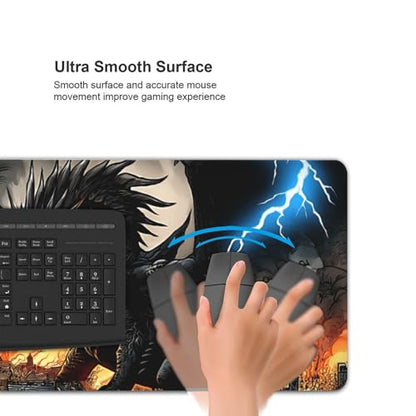 XXL Gaming Mouse Pad 35.4 x 15.7 Inch, Large Extended Desk Mousepad with Dragon Design, Water-Resistant Surface, Stitched Edges, Non-Slip Rubber Base Desk Mat for Gaming & Office - color: Dragon