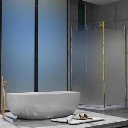 Timeet Window Privacy Film, Frosted Glass Window Clings, Static Cling Heat UV Blocking Anti-Glare Frosting Stickers, Decorative Bathroom Door Coverings Day and Night, 17.5 x 78.7 Inch, Pure