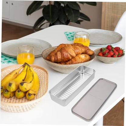 Garneck Stainless Steel Bacon Keeper Container Refrigerator Meat Storage Box with Lid for Food Preservation Storing Shrimp Chicken Fish and More