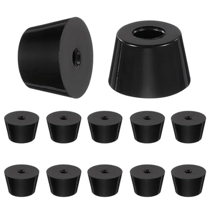 HARFINGTON 12Pcs Anti Vibration Rubber Feet 1.3" L x 1" W x 0.8" H 0.2" Dia Isolator Rubber Bumper Air Compressor Foot Pads for Generators Pressure Washers, Black