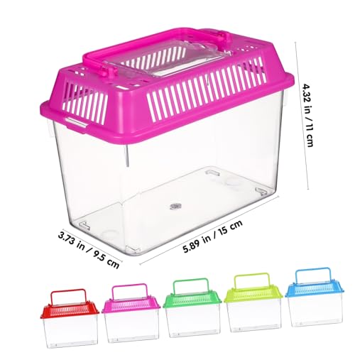 5pcs Portable Handheld Fish Tank Mixed Color Transparent Turtle Feeding Box for Small Pets Lightweight Plastic Breeding Aquarium Ventilation Design Easy to Clean and Operate