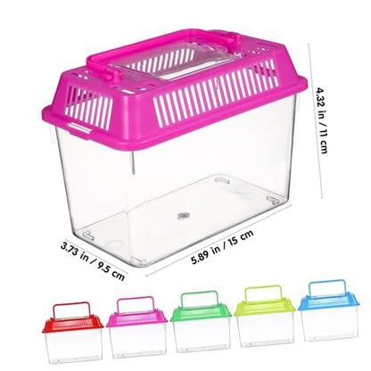 5pcs Portable Handheld Fish Tank Mixed Color Transparent Turtle Feeding Box for Small Pets Lightweight Plastic Breeding Aquarium Ventilation Design Easy to Clean and Operate