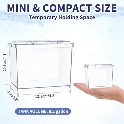 Mini Betta Fish Tank, Small Fish Bowl for Temporary Space, 0.2 Gallon Stackable Cube Tank with Betta Leaf and Gravels for Small Fish, Insect, Shrimp, Crab, Spider.(Pack-2)