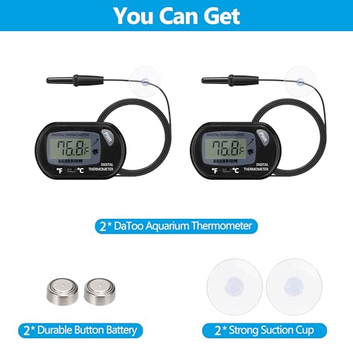 Aquarium Thermometer with Large LCD Display Fahrenheit/Celsius(℉/℃) Fish Tank Thermometer for Aquarium Reptile Terrarium Digital Water Thermometer with Suction Cup(2 Pack) - size: 2 Pack