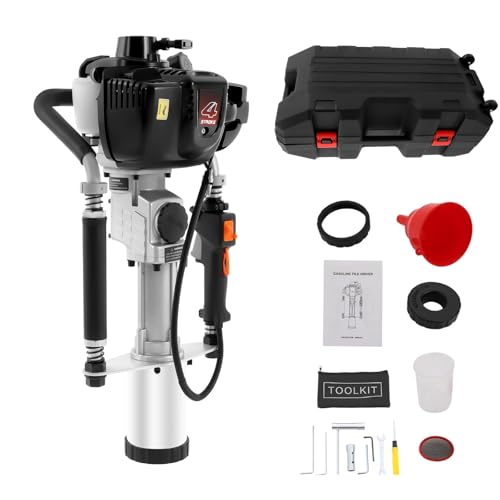 Bepritm Gas Powered T Post Driver, 37.7CC 4 Stroke Fence Post Pile Driver Gasoline Piling Engine with 2 Piling Heads, Portable Petrol Piledriver Single Cylinder Air Cooling 8500r/min (37.7CC 4 Stroke) - color: 37.7cc 4 Stroke