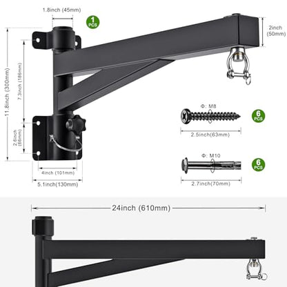 BeneLabel Heavy Bag Hanger for Punching Bag Beam Mount Hardware 360° Rotation Boxing Bag Ceiling Mount I-Beam Hanger for Hanging Heavy Punching Bags Wall Hangers - color: 61cm(24인치) 블랙 벽걸이 (전용)