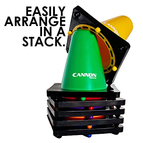 Cannon Sports 6 Pack Agility Cones - 6 inch Colorful Cones with Rubber Weighted Base - Perfect for Soccer, Hockey, Basketball Practice Drills - color: Black Weighted Base
