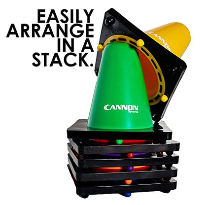 Cannon Sports 6 Pack Agility Cones - 6 inch Colorful Cones with Rubber Weighted Base - Perfect for Soccer, Hockey, Basketball Practice Drills - color: Black Weighted Base