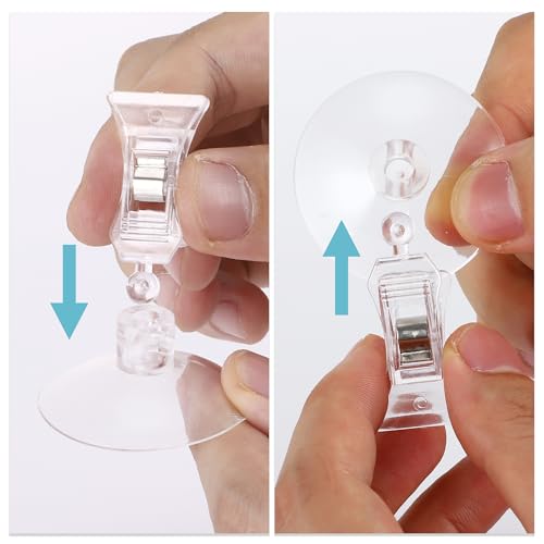 Veggie Clip Aquarium, Feeding Tool Suction Cup Clip, Seaweed Plant Suction Cup Clip, Clear Resin Suction Cups W/Clips, 1.73" 4 Pcs
